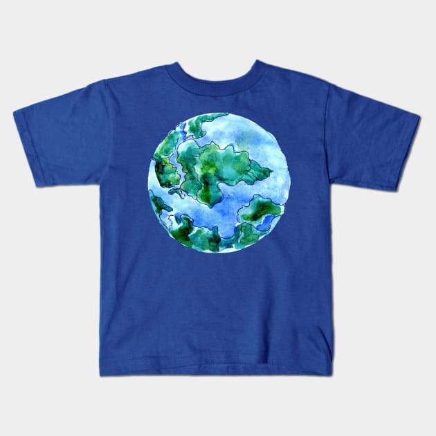 Hand Drawn Earth Planet Kids T-Shirt by AnnArtshock